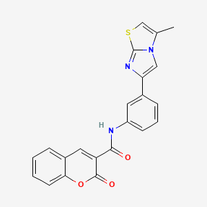 molecular formula C22H15N3O3S B6490825 N-(3-{3-methylimidazo[2,1-b][1,3]thiazol-6-yl}phenyl)-2-oxo-2H-chromene-3-carboxamide CAS No. 890951-24-3