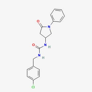 molecular formula C18H18ClN3O2 B6490830 1-[(4-chlorophenyl)methyl]-3-(5-oxo-1-phenylpyrrolidin-3-yl)urea CAS No. 891089-37-5