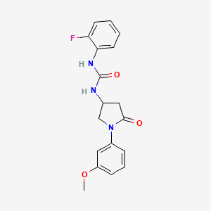molecular formula C18H18FN3O3 B6490868 1-(2-fluorophenyl)-3-[1-(3-methoxyphenyl)-5-oxopyrrolidin-3-yl]urea CAS No. 891097-19-1
