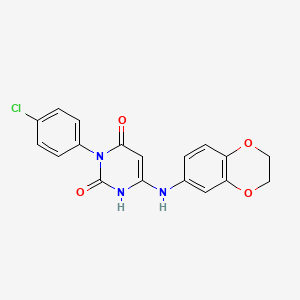 molecular formula C18H14ClN3O4 B6490897 3-(4-chlorophenyl)-6-[(2,3-dihydro-1,4-benzodioxin-6-yl)amino]-1,2,3,4-tetrahydropyrimidine-2,4-dione CAS No. 847398-57-6