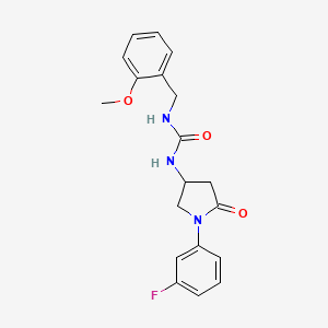 molecular formula C19H20FN3O3 B6490904 3-[1-(3-fluorophenyl)-5-oxopyrrolidin-3-yl]-1-[(2-methoxyphenyl)methyl]urea CAS No. 891104-26-0