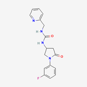 molecular formula C17H17FN4O2 B6490916 3-[1-(3-fluorophenyl)-5-oxopyrrolidin-3-yl]-1-[(pyridin-2-yl)methyl]urea CAS No. 891104-74-8