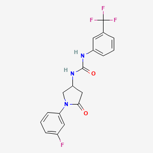 molecular formula C18H15F4N3O2 B6490921 3-[1-(3-fluorophenyl)-5-oxopyrrolidin-3-yl]-1-[3-(trifluoromethyl)phenyl]urea CAS No. 891104-98-6
