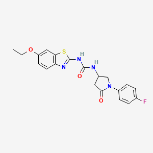molecular formula C20H19FN4O3S B6490933 1-(6-ethoxy-1,3-benzothiazol-2-yl)-3-[1-(4-fluorophenyl)-5-oxopyrrolidin-3-yl]urea CAS No. 891107-56-5