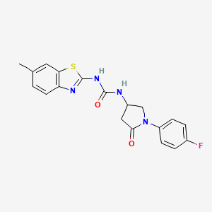 molecular formula C19H17FN4O2S B6490938 3-[1-(4-fluorophenyl)-5-oxopyrrolidin-3-yl]-1-(6-methyl-1,3-benzothiazol-2-yl)urea CAS No. 891107-40-7