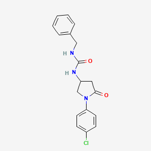molecular formula C18H18ClN3O2 B6490944 1-benzyl-3-[1-(4-chlorophenyl)-5-oxopyrrolidin-3-yl]urea CAS No. 891108-59-1