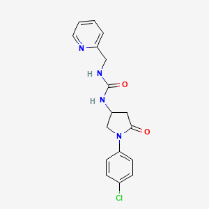 molecular formula C17H17ClN4O2 B6490946 3-[1-(4-chlorophenyl)-5-oxopyrrolidin-3-yl]-1-[(pyridin-2-yl)methyl]urea CAS No. 891109-31-2