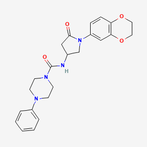 molecular formula C23H26N4O4 B6490968 N-[1-(2,3-dihydro-1,4-benzodioxin-6-yl)-5-oxopyrrolidin-3-yl]-4-phenylpiperazine-1-carboxamide CAS No. 891111-52-7