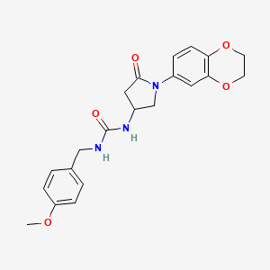 molecular formula C21H23N3O5 B6490973 3-[1-(2,3-dihydro-1,4-benzodioxin-6-yl)-5-oxopyrrolidin-3-yl]-1-[(4-methoxyphenyl)methyl]urea CAS No. 891112-34-8