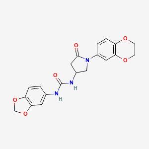 molecular formula C20H19N3O6 B6490985 1-(2H-1,3-benzodioxol-5-yl)-3-[1-(2,3-dihydro-1,4-benzodioxin-6-yl)-5-oxopyrrolidin-3-yl]urea CAS No. 891114-17-3