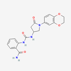 molecular formula C20H20N4O5 B6490991 2-({[1-(2,3-dihydro-1,4-benzodioxin-6-yl)-5-oxopyrrolidin-3-yl]carbamoyl}amino)benzamide CAS No. 891114-54-8