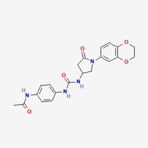 molecular formula C21H22N4O5 B6490999 N-[4-({[1-(2,3-dihydro-1,4-benzodioxin-6-yl)-5-oxopyrrolidin-3-yl]carbamoyl}amino)phenyl]acetamide CAS No. 891114-47-9