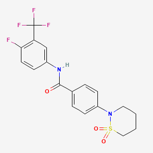 molecular formula C18H16F4N2O3S B6491021 4-(1,1-dioxo-1lambda6,2-thiazinan-2-yl)-N-[4-fluoro-3-(trifluoromethyl)phenyl]benzamide CAS No. 941986-75-0