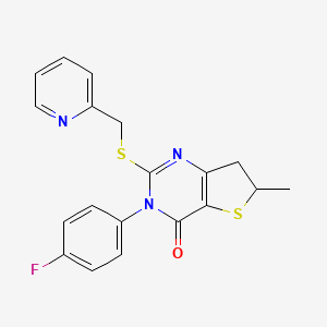 molecular formula C19H16FN3OS2 B6491025 3-(4-fluorophenyl)-6-methyl-2-{[(pyridin-2-yl)methyl]sulfanyl}-3H,4H,6H,7H-thieno[3,2-d]pyrimidin-4-one CAS No. 921465-63-6
