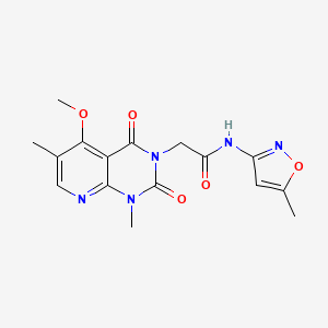 molecular formula C16H17N5O5 B6491026 2-{5-methoxy-1,6-dimethyl-2,4-dioxo-1H,2H,3H,4H-pyrido[2,3-d]pyrimidin-3-yl}-N-(5-methyl-1,2-oxazol-3-yl)acetamide CAS No. 921486-23-9