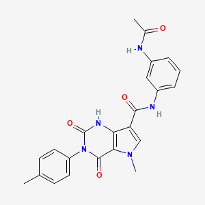 molecular formula C23H21N5O4 B6491044 N-(3-acetamidophenyl)-5-methyl-3-(4-methylphenyl)-2,4-dioxo-1H,2H,3H,4H,5H-pyrrolo[3,2-d]pyrimidine-7-carboxamide CAS No. 921536-01-8