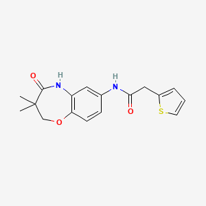 molecular formula C17H18N2O3S B6491098 N-(3,3-dimethyl-4-oxo-2,3,4,5-tetrahydro-1,5-benzoxazepin-7-yl)-2-(thiophen-2-yl)acetamide CAS No. 921776-88-7