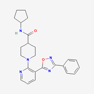 molecular formula C24H27N5O2 B6491134 N-cyclopentyl-1-[3-(3-phenyl-1,2,4-oxadiazol-5-yl)pyridin-2-yl]piperidine-4-carboxamide CAS No. 1358387-56-0