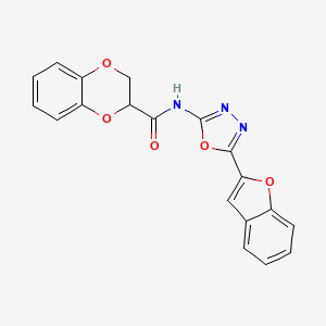 molecular formula C19H13N3O5 B6491139 N-[5-(1-benzofuran-2-yl)-1,3,4-oxadiazol-2-yl]-2,3-dihydro-1,4-benzodioxine-2-carboxamide CAS No. 921906-89-0
