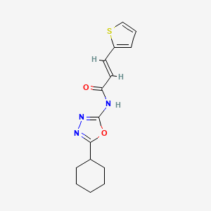 (2E)-N-(5-cyclohexyl-1,3,4-oxadiazol-2-yl)-3-(thiophen-2-yl)prop-2-enamide