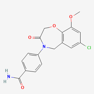 molecular formula C17H15ClN2O4 B6491179 4-(7-chloro-9-methoxy-3-oxo-2,3,4,5-tetrahydro-1,4-benzoxazepin-4-yl)benzamide CAS No. 1326890-08-7