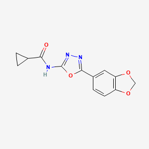 molecular formula C13H11N3O4 B6491185 N-[5-(2H-1,3-benzodioxol-5-yl)-1,3,4-oxadiazol-2-yl]cyclopropanecarboxamide CAS No. 922018-23-3