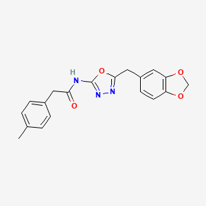 molecular formula C19H17N3O4 B6491200 N-{5-[(2H-1,3-benzodioxol-5-yl)methyl]-1,3,4-oxadiazol-2-yl}-2-(4-methylphenyl)acetamide CAS No. 921901-74-8