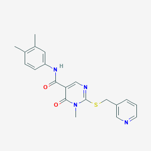 molecular formula C20H20N4O2S B6491256 N-(3,4-dimethylphenyl)-1-methyl-6-oxo-2-{[(pyridin-3-yl)methyl]sulfanyl}-1,6-dihydropyrimidine-5-carboxamide CAS No. 891111-53-8