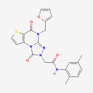 molecular formula C22H19N5O4S B6491285 N-(2,5-dimethylphenyl)-2-{8-[(furan-2-yl)methyl]-7,12-dioxo-5-thia-1,8,10,11-tetraazatricyclo[7.3.0.0^{2,6}]dodeca-2(6),3,9-trien-11-yl}acetamide CAS No. 1359396-45-4