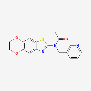N-{10,13-dioxa-4-thia-6-azatricyclo[7.4.0.0^{3,7}]trideca-1,3(7),5,8-tetraen-5-yl}-N-[(pyridin-3-yl)methyl]acetamide