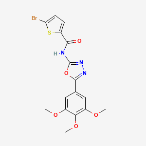 molecular formula C16H14BrN3O5S B6491333 5-bromo-N-[5-(3,4,5-trimethoxyphenyl)-1,3,4-oxadiazol-2-yl]thiophene-2-carboxamide CAS No. 891118-37-9