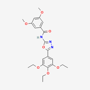 molecular formula C23H27N3O7 B6491347 3,5-dimethoxy-N-[5-(3,4,5-triethoxyphenyl)-1,3,4-oxadiazol-2-yl]benzamide CAS No. 891124-85-9