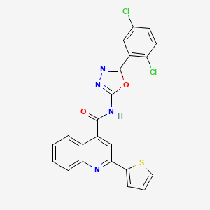 molecular formula C22H12Cl2N4O2S B6491382 N-[5-(2,5-dichlorophenyl)-1,3,4-oxadiazol-2-yl]-2-(thiophen-2-yl)quinoline-4-carboxamide CAS No. 891135-74-3