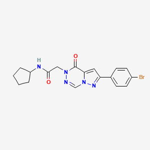 molecular formula C18H18BrN5O2 B6491405 2-[2-(4-bromophenyl)-4-oxo-4H,5H-pyrazolo[1,5-d][1,2,4]triazin-5-yl]-N-cyclopentylacetamide CAS No. 1326914-82-2