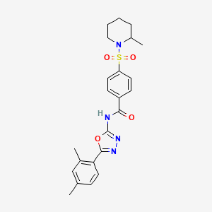 molecular formula C23H26N4O4S B6491414 N-[5-(2,4-dimethylphenyl)-1,3,4-oxadiazol-2-yl]-4-[(2-methylpiperidin-1-yl)sulfonyl]benzamide CAS No. 891112-89-3