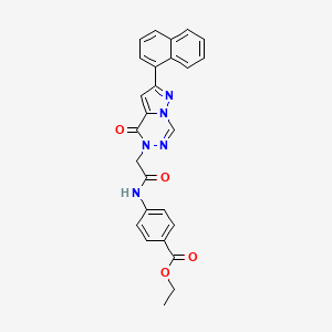 ethyl 4-{2-[2-(naphthalen-1-yl)-4-oxo-4H,5H-pyrazolo[1,5-d][1,2,4]triazin-5-yl]acetamido}benzoate