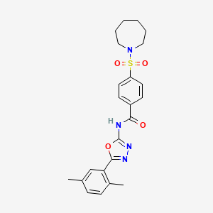 molecular formula C23H26N4O4S B6491459 4-(azepane-1-sulfonyl)-N-[5-(2,5-dimethylphenyl)-1,3,4-oxadiazol-2-yl]benzamide CAS No. 891119-32-7