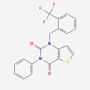 molecular formula C20H13F3N2O2S B6491494 3-phenyl-1-{[2-(trifluoromethyl)phenyl]methyl}-1H,2H,3H,4H-thieno[3,2-d]pyrimidine-2,4-dione CAS No. 1326905-60-5