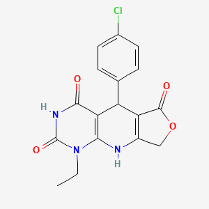 8-(4-chlorophenyl)-13-ethyl-5-oxa-2,11,13-triazatricyclo[7.4.0.0^{3,7}]trideca-1(9),3(7)-diene-6,10,12-trione