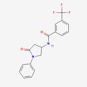 molecular formula C18H15F3N2O2 B6491522 N-(5-oxo-1-phenylpyrrolidin-3-yl)-3-(trifluoromethyl)benzamide CAS No. 905674-64-8