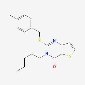 molecular formula C19H22N2OS2 B6491545 2-{[(4-methylphenyl)methyl]sulfanyl}-3-pentyl-3H,4H-thieno[3,2-d]pyrimidin-4-one CAS No. 1326820-15-8