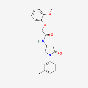 molecular formula C21H24N2O4 B6491572 N-[1-(3,4-dimethylphenyl)-5-oxopyrrolidin-3-yl]-2-(2-methoxyphenoxy)acetamide CAS No. 905679-71-2