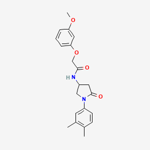 molecular formula C21H24N2O4 B6491574 N-[1-(3,4-dimethylphenyl)-5-oxopyrrolidin-3-yl]-2-(3-methoxyphenoxy)acetamide CAS No. 905679-76-7