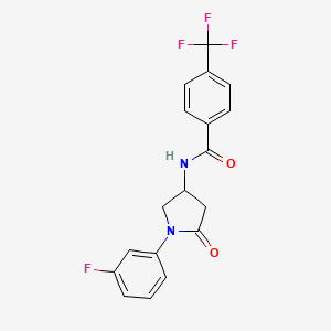 molecular formula C18H14F4N2O2 B6491597 N-[1-(3-fluorophenyl)-5-oxopyrrolidin-3-yl]-4-(trifluoromethyl)benzamide CAS No. 905661-22-5