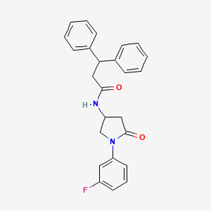 molecular formula C25H23FN2O2 B6491601 N-[1-(3-fluorophenyl)-5-oxopyrrolidin-3-yl]-3,3-diphenylpropanamide CAS No. 905661-99-6