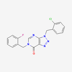 molecular formula C18H13ClFN5O B6491617 3-[(2-chlorophenyl)methyl]-6-[(2-fluorophenyl)methyl]-3H,6H,7H-[1,2,3]triazolo[4,5-d]pyrimidin-7-one CAS No. 1326899-74-4