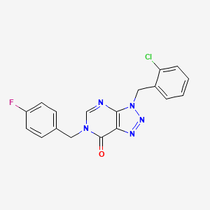 molecular formula C18H13ClFN5O B6491620 3-[(2-chlorophenyl)methyl]-6-[(4-fluorophenyl)methyl]-3H,6H,7H-[1,2,3]triazolo[4,5-d]pyrimidin-7-one CAS No. 1326907-67-8