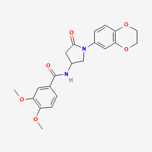 molecular formula C21H22N2O6 B6491627 N-[1-(2,3-dihydro-1,4-benzodioxin-6-yl)-5-oxopyrrolidin-3-yl]-3,4-dimethoxybenzamide CAS No. 905668-35-1