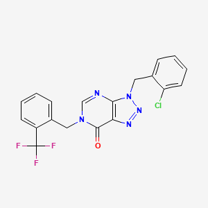 molecular formula C19H13ClF3N5O B6491640 3-[(2-chlorophenyl)methyl]-6-{[2-(trifluoromethyl)phenyl]methyl}-3H,6H,7H-[1,2,3]triazolo[4,5-d]pyrimidin-7-one CAS No. 1326879-40-6