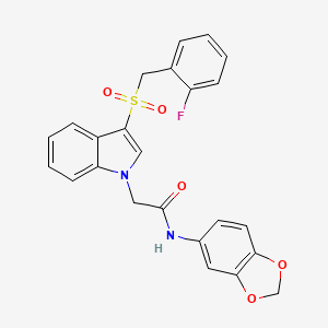 molecular formula C24H19FN2O5S B6491646 N-(2H-1,3-benzodioxol-5-yl)-2-{3-[(2-fluorophenyl)methanesulfonyl]-1H-indol-1-yl}acetamide CAS No. 898431-28-2